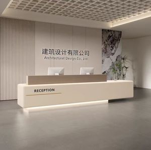 Bàn tiếp tân bằng gỗ hiện đại YS-0696 với thiết kế thân thiện với ánh sáng LED cho văn phòng thương mại - Product Image 6