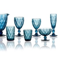 Vente en gros de tasse en verre vintage style européen de 10 oz verres à boire style INS verrerie à eau en relief tasse en verre de jus de vin spot