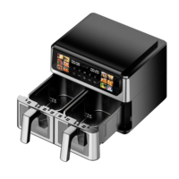 Longbank Nouvelle Friteuse à Air Électrique Intelligente et Numérique 2600W, Double Panier 10L, Appareil de Cuisine Domestique