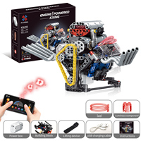 Kit de Construcción K96202 de Bloques de Programación Mecánica que Simula un Motor V8, Modelo de Juguete con Motor de Potencia
