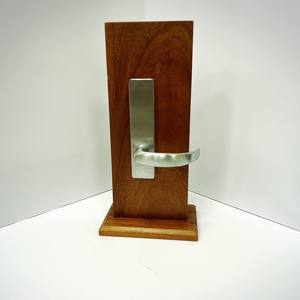 Juego de manijas de puerta con cerradura de embutir en cromo satinado, palanca curva plana para puerta interior de madera de baño. - Product Image 4