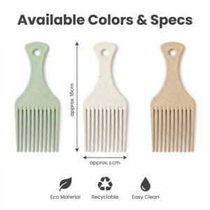 Peigne Afro Antistatique en Paille de Blé Naturelle, Brosse Légère pour Lisser les Cheveux, Portable - Product Image 1