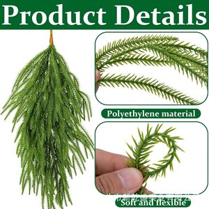 Guirlande d'aiguilles de pin artificielles 30cm-100cm, verte, en plastique souple, décoration de Noël, intérieur/extérieur, à suspendre au mur - Product Image 3
