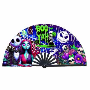 Abanicos de mano de bambú personalizados para Halloween, con sublimación, tipo 'boot on ground' para fiestas rave, con técnica pintada - Product Image 4