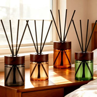 Diffuseur de parfum en verre cylindrique de grande capacité 150 ml, parfum longue durée, aromathérapie sans flamme, décoration personnalisable pour la maison