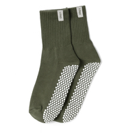 Chaussettes antidérapantes avec étiquette tissée personnalisée, logo personnalisé, chaussettes de Pilates