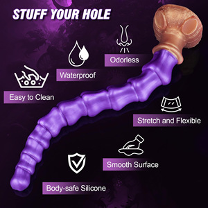 Long plug anal en silicone avec perles pour femmes et hommes, jouet pour adultes BDSM, grand plug anal en silicone avec ventouse - Product Image 3