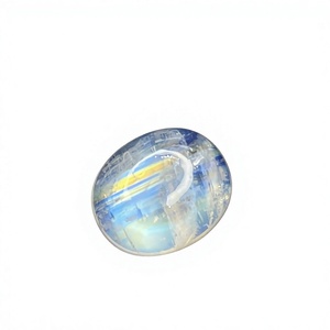 Piedras de piedra lunar de fuego arcoíris natural certificadas, cabujones de forma ovalada, piedras preciosas sueltas para hacer joyas, 11.54 quilates - Product Image 1