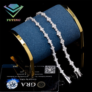 Bracelet tennis croix en bijouterie fantaisie, diamants moissanite VVS, plaqué or, argent sterling 925, certificat GRA, passe le testeur de diamants. - Product Image 5