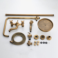 Ensemble de douche antique de luxe mural salle de bain baignoire douche robinet pluie laiton massif bec pivotant mitigeurs système de douche
