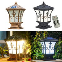 Jpungsun extérieur solaire colonne pilier lampe étanche jardin pilier lumière Antique victorien pilier lumière