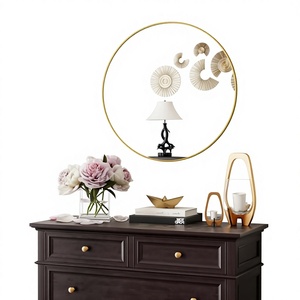 Modern <b>Large</b> Gold Decorative Wall Mirror Metal Deep <b>Frame</b> Round Durable Bathroom Living Room Hotel Project Wholesale Custom - Product Image 3
