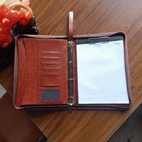 Porte-documents A4 en cuir PU avec fermeture éclair, poignée, emplacements pour cartes et attache pour stylo, personnalisable avec logo, idéal pour les réunions professionnelles