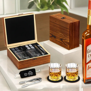 Juego de Vasos de <span class=keywords><strong>Whisky</strong></span> de Cristal Transparente con Logotipo Personalizado Premium, con Piedras de Granito para Enfriar, en Caja de Regalo de Madera Ecológica - Product Image 5