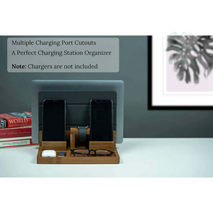 Organisateur de station de charge en bois de bambou pour téléphone montre intelligente tablette portable et autres appareils - Product Image 1
