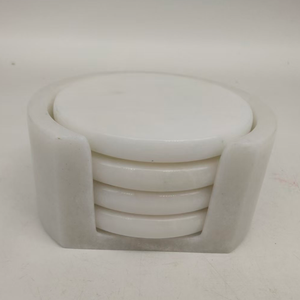 Anpassbare 100% Natürliche Marmor Nordischer Stil Umweltfreundliche 10cm Durchmesser 1,2cm Dicke Untersetzer Matten Pads 4-teiliges Set - Product Image 3