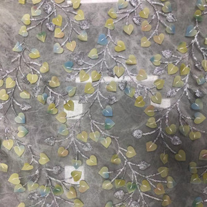 Tela de Tul Romántica con Bordado de Lentejuelas en Forma de Corazón 3D, Malla Transparente con Bordado Rosa para Vestidos de Mujer - Product Image 5