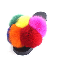 Nouveau été femmes boule fourrure diapositives pour femmes en gros fourrure pom pom plate-forme sandales
