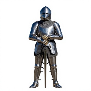 Armadura Completa de Caballero Medieval Personalizada, Armadura Gótica de Acero Hecha a Mano, Acabado Pulido con Recubrimiento de Níquel Negro, Conjunto de Armadura Corporal para Halloween - Product Image 1