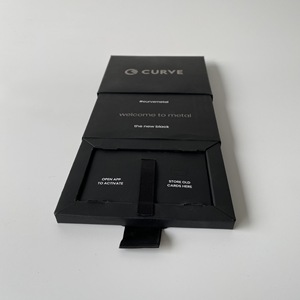 Curve Metal Card Case <b>Black</b> Rigid <b>Box</b> With Handle Gift Packaging High End Craft - Product Image 3