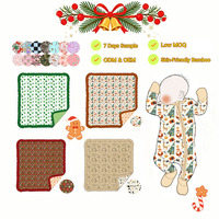 Couverture d'emmaillotage double face en bambou pour bébé Babylovey, motifs de Noël, 30*40 pouces, avec volants, faible MOQ, personnalisable