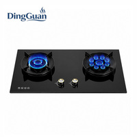 Table de cuisson encastrable 2 brûleurs GPL/GN pour usage domestique et hôtelier, surface en verre trempé, bouton métallique, allumage électronique, classe A