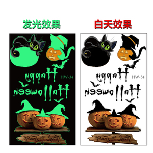 Halloween Glow in Dark Temporary <b>Tattoo</b> Sticker Cartoon Nightlight Waterproof <b>Paper</b> Decal for Kids Party Festival Use - Product Image 2