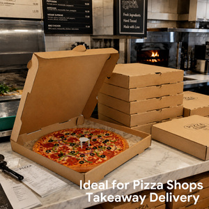 Caja de Pizza Compostable al por Mayor de Papel Kraft con Tapa Abatible, Orificios de Ventilación, Anti-Humedad, Impresión de Logotipo Personalizado para Entrega - Product Image 4