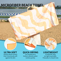 Serviettes de plage pour adultes en microfibre, personnalisées, de luxe, écologiques, imprimées, élégantes, à rayures orange, séchage rapide, douces, sans sable, pour l'été