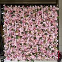 Panel dinding bunga 3D sutra rajutan Flowerwall, latar belakang dinding gulung mawar modern buatan tangan, ringan dan tahan lama