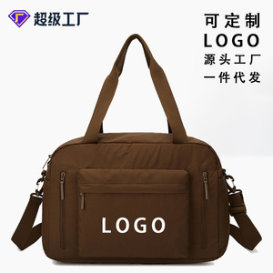 Women Fitness Bag 20-35L Large Capacity Water Resistant Yoga Travel Bag Solid Color Soft Handle Interior Compartment - Product Image 5