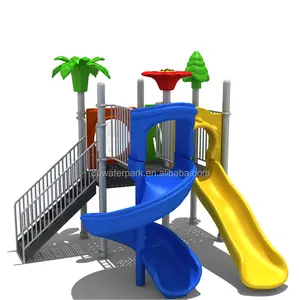 Outdoor playground equipment children dry land slides small water park aqua tower style pool slides for kids