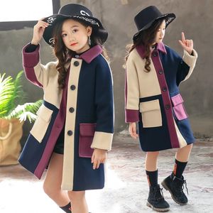 Abrigo de lana para niñas, novedad de invierno 2020, cortavientos de lana para niñas, ropa de abrigo a la moda para niñas, chaqueta cálida con diseño de patchwork - Product Image 1
