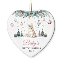 Ornements de Noël en céramique personnalisés, pendentifs à suspendre pour la décoration de l'arbre de Noël, formes de cœur, brillants, sublimation de haute qualité
