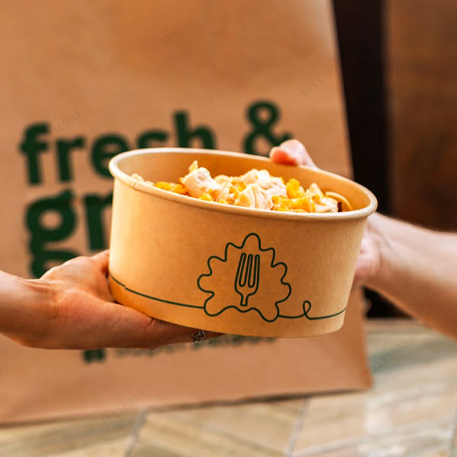 Custom Paper Plates & Bowls Food Packaging Biodegradable Food Container Disposable Paper Bowls for Takeaway Food Packaging