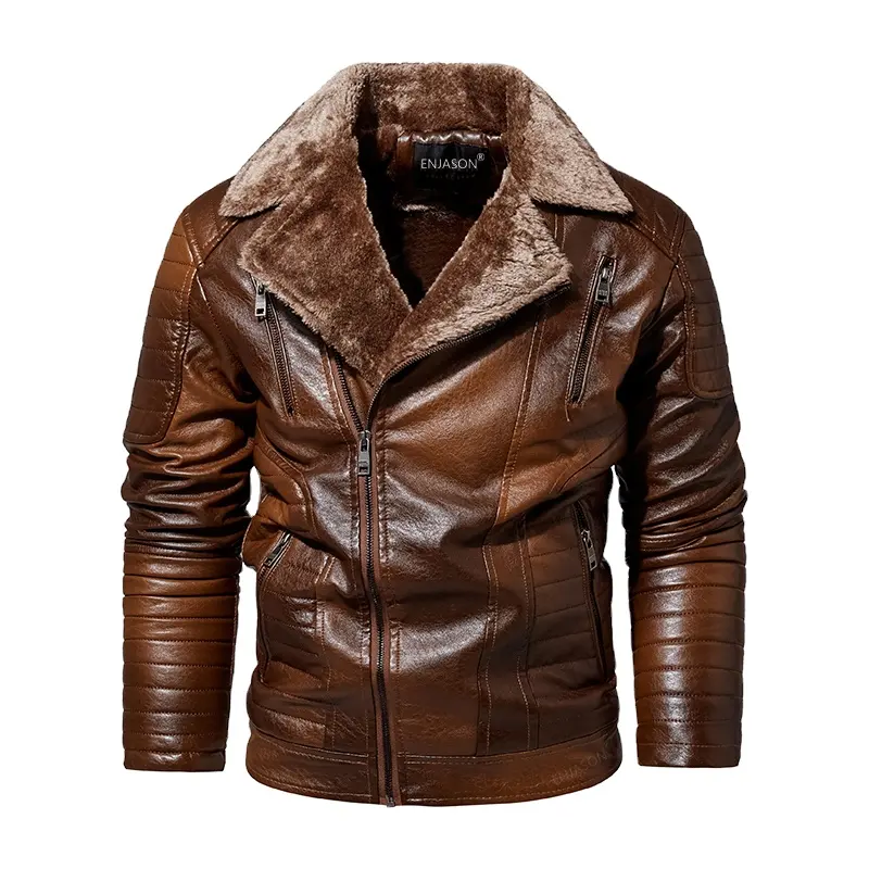 New men's coat Casual leather coat Men's motorcycle coat Lapel men's PU leather jacket