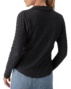 <span class=keywords><strong>Blusa</strong></span> de Punto Texturizado <span class=keywords><strong>Negra</strong></span> para Mujer, Superventas 2026, Nueva Camisa con <span class=keywords><strong>Cuello</strong></span> Camisero, <span class=keywords><strong>Manga</strong></span> Larga y Botones para Oficina y Uso Casual - Product Image 2