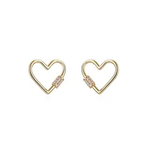 valentines gift fancy modern style sterling silver heart stud earring