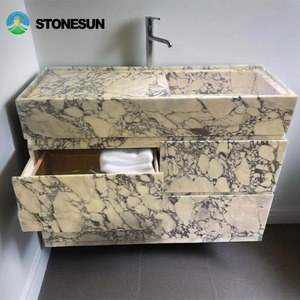 Lavabo Rectangular de Mármol Calacatta Viola Personalizado StoneSun para Decoración de Sala de Estar y Baño en Villas y Casas - Product Image 6