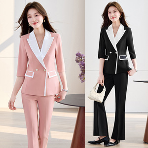 Women's Suit Set Three Quarter Sleeve Anti-Wrinkle Elegant Work Uniform Daily Commute Professional Outfit - Product Image 1