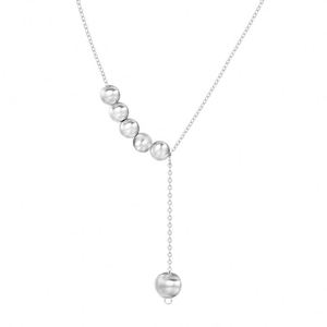Dylam Fashion Women Jewelry Manufacturer 925 Silver Link Chain Bright Surface <b>Beads</b> Pendant Necklace for Women Girls Lady Daily - Product Image 1