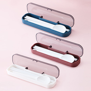 Boîte à lunch double portable avec couverts, sans BPA, anti-fuite, pour usage extérieur, style simple - Product Image 2