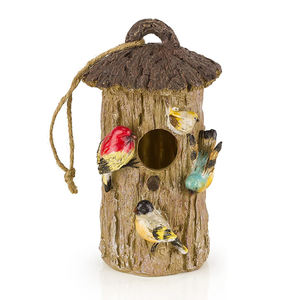 Casa de pájaros cuadrada personalizada, de cerámica, con cinta azul claro - Product Image 4