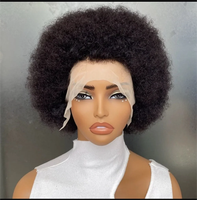 Perruque en dentelle 13x4 en gros, 100% cheveux humains, couleur naturelle, cheveux vierges Remy, densité 210%, bouclés afro spéciaux, sans colle, petite taille