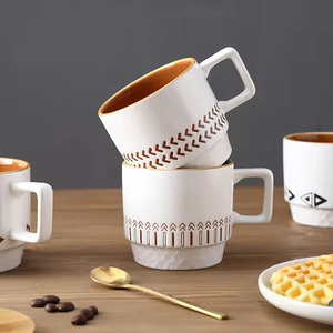 High Quality Modern Ceramic Customizable Drinking <b>Cup</b> Wholesale Tea Coffee Milk Mugs Sustainable <b>Reusable</b> Nordic Pattern - Product Image 6