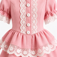 Robe Lolita rose personnalisée pour poupée BJD, manches courtes bouffantes, jupe en dentelle à plusieurs niveaux, pour tenue de poupée BJD articulée 1/10 1/12