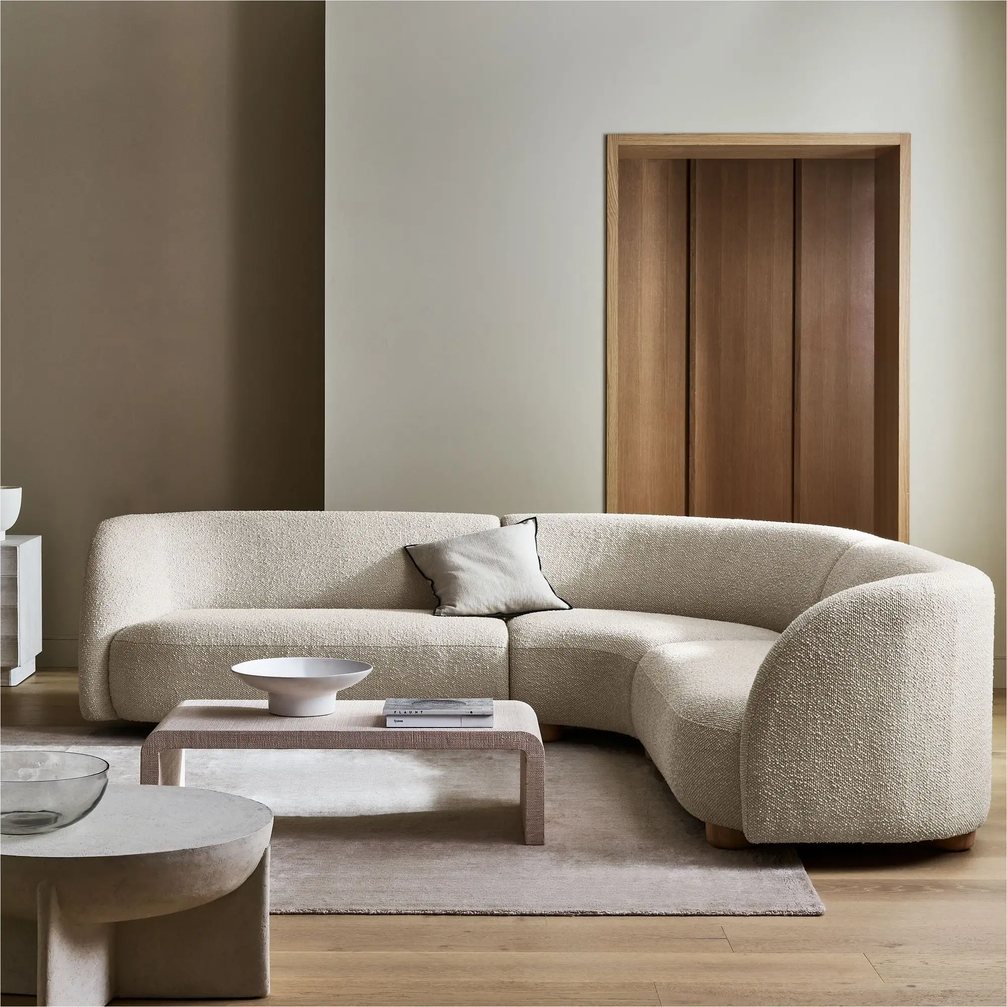 Sofá de Curvas elegantes de estilo nórdico, muebles, sofá Seccional de cuña en forma de L de 3 piezas
