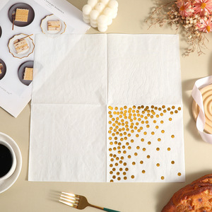 Gold Polka Dot White Paper Napkins 330mm Disposable For Birthday Party Decoration - Product Image 3