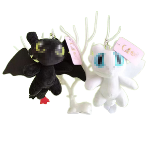 سلسلة مفاتيح رائعة من سبيكة التنين للأطفال باللون الأسود والأبيض وضوء الليل الغاضب للزوجين بدون أسنان على ظهره ساحر كرة هدية محسّنة - Product Image 3