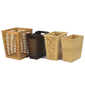 Nouveau Style poubelle en bois ménage toilette cuisine chambre salon créatif Simple bambou poubelle